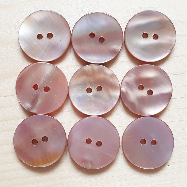 2-Hole PEARL PINK Seashell Buttons / 10-25mm / Set of 6 buttons / MOP Shell Buttons / Sewing Buttons