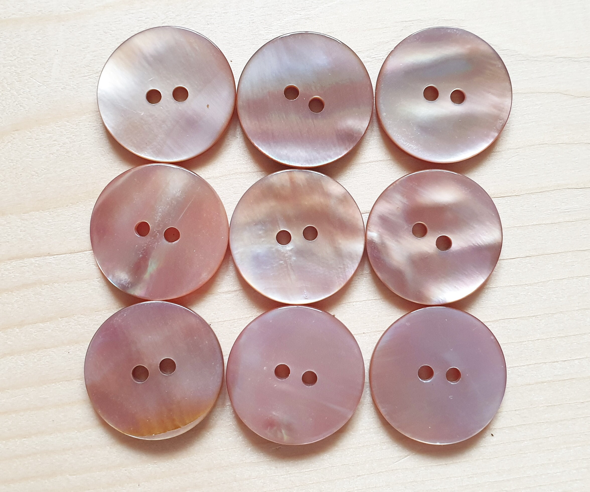 REAL MOTHER of PEARL Buttons X 9. 2 Hole Buttons, 10mm Natural Shell  Buttons. 10mm Mother of Pearl Buttons. 