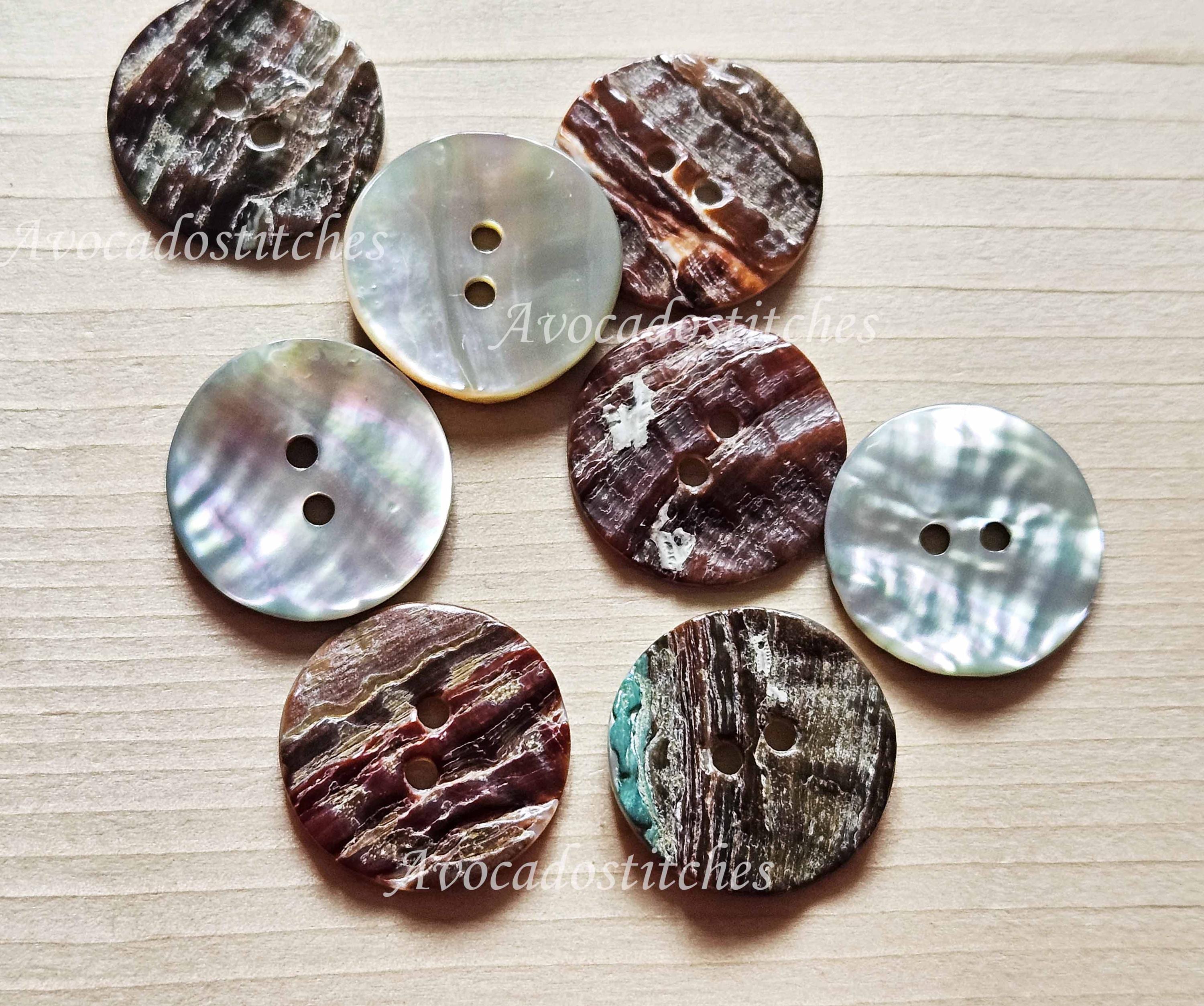 2-HOLE ABALONE Seashell Buttons / 10-25mm / MOP Shell Buttons / Sewing ...