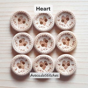 HANDMADE WITH LOVE / Unvarnished Wooden Buttons / 15-25mm (Set of 10)