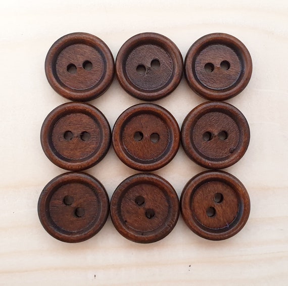 50 botones largos de madera con 2 agujeros, botones de madera, café oscuro,  en forma de oliva, botones de madera para decoración de suéteres, abrigos