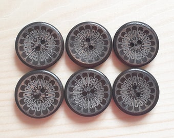 CHRYSANTHEMUM / 25mm / Set of 6 buttons / Wooden Buttons / Sewing