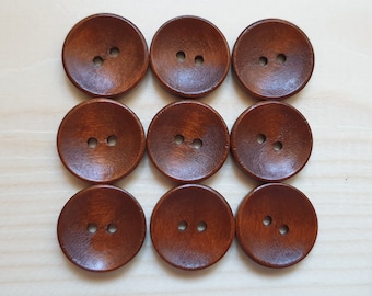 2-HOLE COFFEE BROWN / 10-25mm / Set of 10 buttons / Wooden Buttons / Sewing Buttons