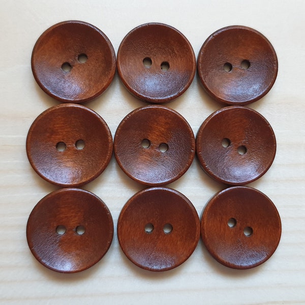 2-HOLE COFFEE BROWN / 10-25mm / Set of 10 buttons / Wooden Buttons / Sewing Buttons