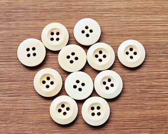 WEDGE EDGE Beige / 15mm / Set of 10 buttons / Oatmeal / Wooden Buttons / Sewing Buttons