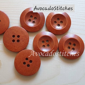 Clearance // WEDGE EDGE Cinnamon Brown / 15-23mm / Orange Brown / Wooden Buttons / Sewing Buttons