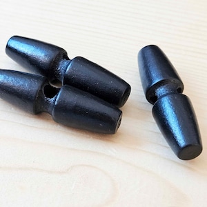 WOODEN TOGGLE Black / 50mm / 4 buttons / Wooden Single Hole Toggle Buttons / Sewing Buttons