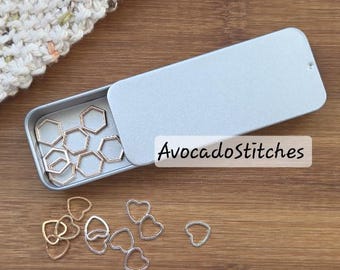 Clearance // Slide Top Storage Tin / Storage for Knitting Crochet Sewing Notions / Stitch markers Storage / Notion Storage