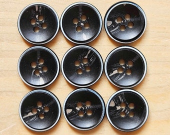 CIGNO NERO / 15 mm - 6 bottoni / Bottoni in resina / Bottoni da cucire