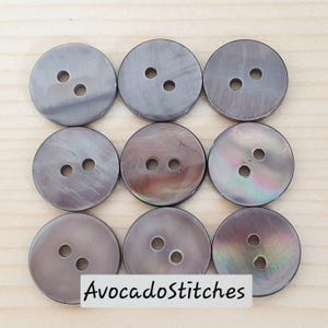 2-Hole GREY (brownish) Seashell Buttons / 10-25mm / Set of 6 Buttons / MOP Shell Buttons / Sewing Buttons