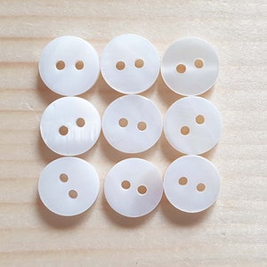 Boutons coquillage 2 TROUS BLANCS / 9-25 mm / Boutons nacre blanche / Boutons de couture