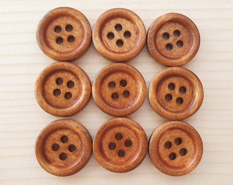 4-HOLE PEANUT BROWN / 15mm / Set of 10 buttons / Wooden Buttons / Sewing Buttons