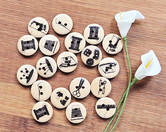 CRAFTING / 15mm / Wooden Buttons / Sewing Buttons