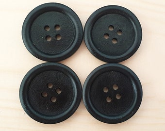 4-HOLE BLACK / 28-35mm / Set of 6 buttons / Wooden Buttons / Sewing Buttons