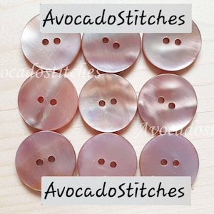 2-Hole PEARL PINK Seashell Buttons / 10-25mm / Set of 6 buttons / MOP Shell Buttons / Sewing Buttons