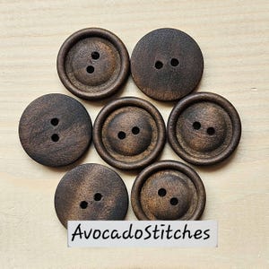 VINTAGE BROWN / Dark Coffee Brown 2-Hole Wooden Buttons / 25mm (Set of 4)