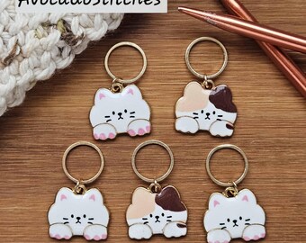 Clearance // KITTENS - 5 pieces / Knitting Crochet Stitch Markers / Notions