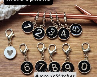 Clearance // HEART & NUMBERS / Row Counter / 11pcs / Numbered Stitch Markers / Row Counter Markers / Crochet Knitting Notions