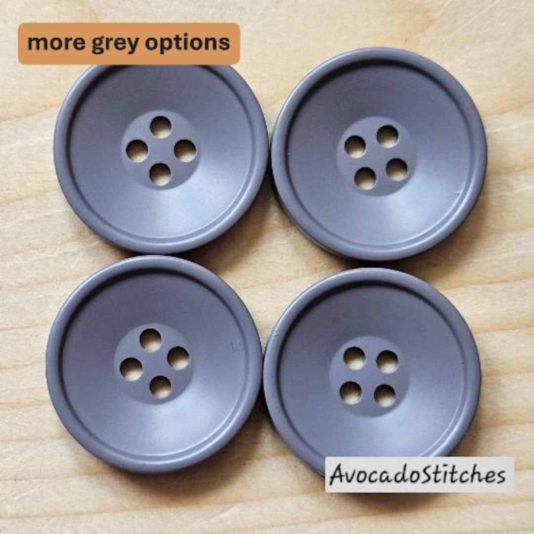 Clearance // GREY Korean Resin / 25-30mm / Set of 4 Buttons / Korean ...