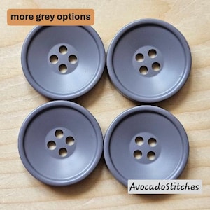 Clearance // GREY Korean Resin / 25-30mm / Set of 4 buttons / Korean Style Resin Buttons / Sewing Buttons