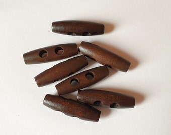 WOODEN TOGGLE Dark Brown / 35-50mm / Wooden Toggle Buttons / Sewing Buttons