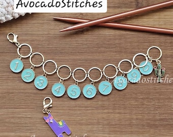 ALPACA & CACTUS Progress Keeper Chain / Numbered Stitch Markers Chain / Row Counter Chain / Knitting Stitch Markers / Notions