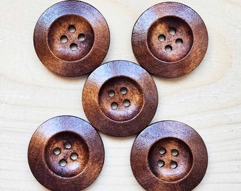 WEDGE EDGE Chocolate Brown / 18-25mm / Set of 8 buttons / Brown Wooden Buttons / Sewing Buttons