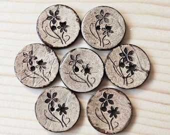 AvoDesigns COCO MOM & ME Daisies / 15-20mm - 6 buttons / Coconut Buttons / Sewing Buttons