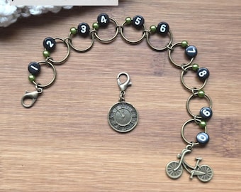 VINTAGE TIMEWHEEL Progress Keeper Chain / Numbered Stitch Markers Chain / Row Counter Chain / Knitting Stitch Markers / Notions
