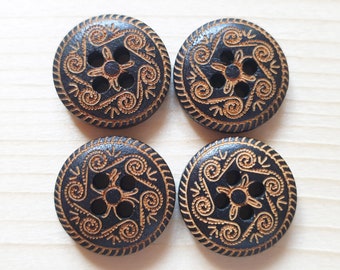 MANDALA 4-HOLE / 15mm / Set of 8 buttons / Wooden Buttons / Sewing Buttons