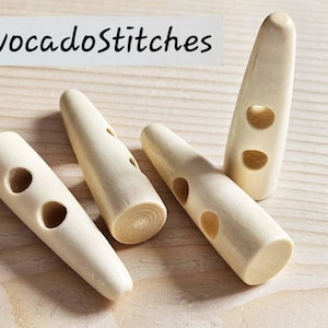Clearance (selective sizes) // WOODEN TOGGLE BEIGE Cream (Horn-shape) / 35-50mm / Wooden Toggle Buttons / Sewing Buttons