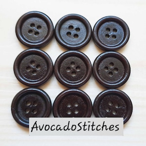 CLASSIQUE 4 TROUS / Boutons en bois marron foncé / 10-35 mm