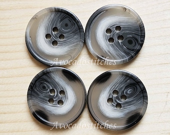 RESIN GREY Tortoise Shell / Resin Buttons / 15-25mm (Set of 6)