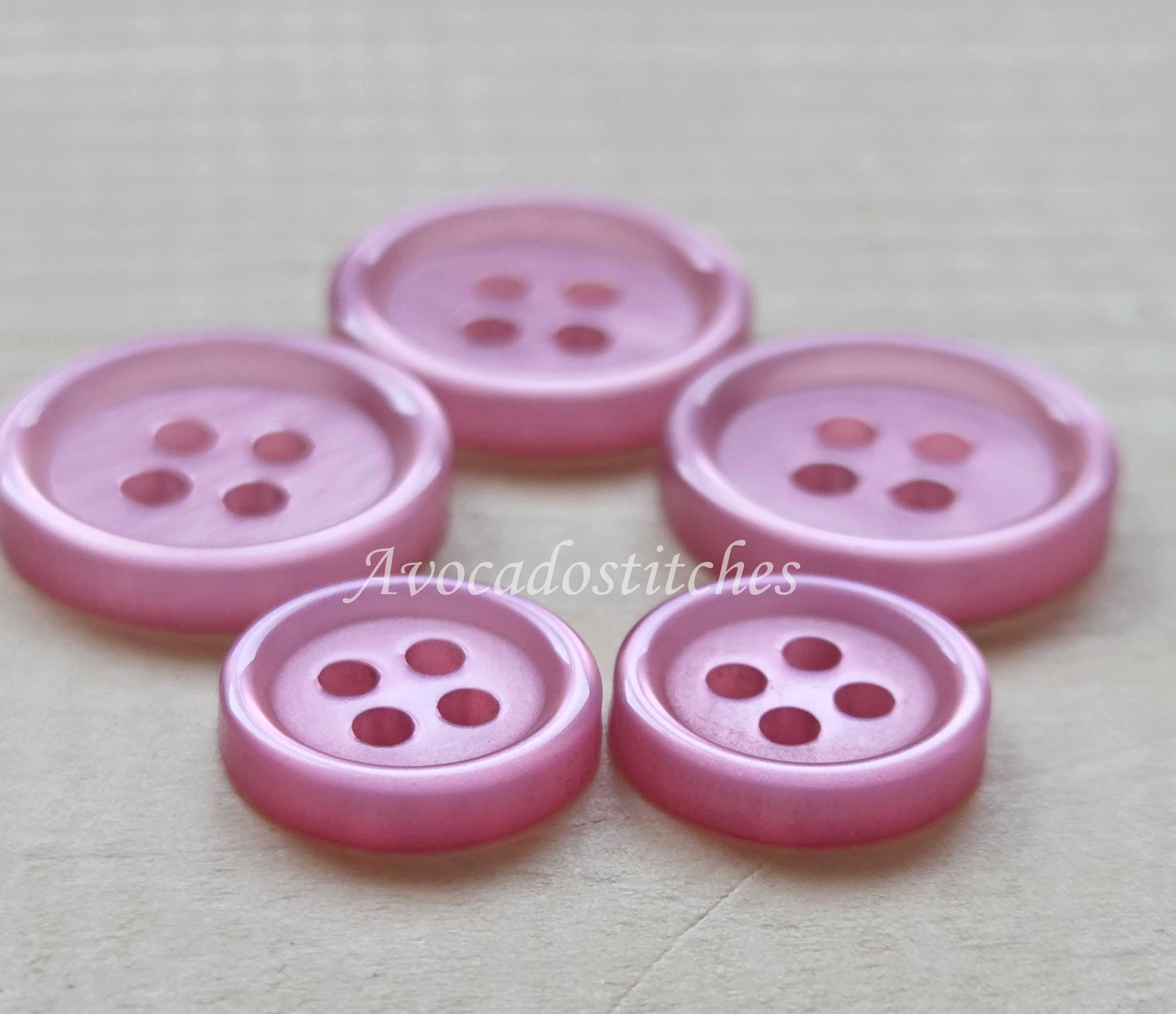 ROSE PINK / Classic 4-Hole Resin Buttons / 11.5-15mm / Set of 20 buttons / Small Buttons / Shirt Buttons / Sewing Buttons