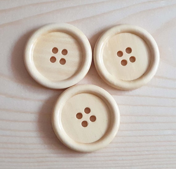 Wood Look Buttons - off white