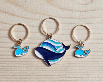 BLUE WHALES - Knitting Crochet Stitch Markers / Removable Stitch Markers / Progress Keepers / Knitting Crochet Notions