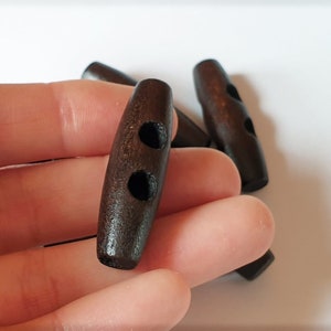 WOODEN TOGGLE Dark Brown (Flat) / 20-50mm / Wooden Toggle Buttons / Sewing Buttons