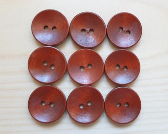 2-HOLE MAROON BROWN / 10-25mm / Set of 10 buttons / Wooden Buttons / Sewing Buttons