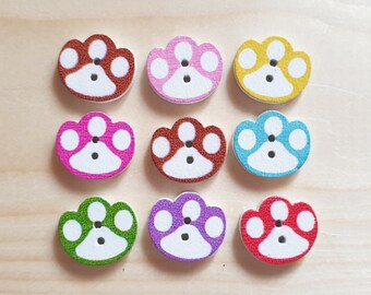 MINI PAW / 14*16mm / Wooden Buttons / Sewing Buttons