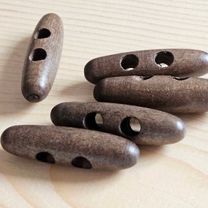 WOODEN TOGGLE COFFEE Brown / 35-50mm / Wooden Toggle Buttons / Sewing Buttons