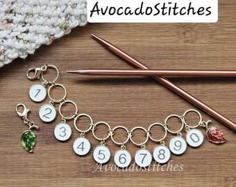 LEAF Progress Keeper Chain / Numbered Stitch Markers / Row Counter / Knitting Notions
