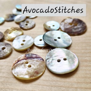 2-Hole AKOYA Seashell Buttons / 10-20mm / Set of 6 buttons / MOP Shell Buttons / Sewing Buttons