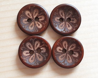 AvoDesigns SWIRLING DAISY / 20mm / Set of 6 buttons / Wooden Buttons / Sewing Buttons