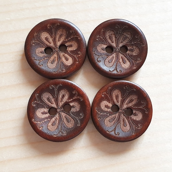 AvoDesigns SWIRLING DAISY / 20mm / Set of 6 buttons / Wooden Buttons / Sewing Buttons