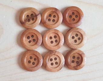 Made in Italy 4-HOLE OLIVE / 15mm / Wooden Buttons / Sewing Buttons