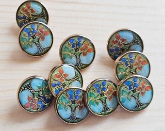 BOHO INDIAN TREE / 18mm / Metal Shank Buttons / Sewing Buttons
