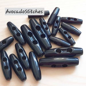 RESIN TOGGLE BLACK  / 24-38mm / Resin Buttons / Sewing Buttons