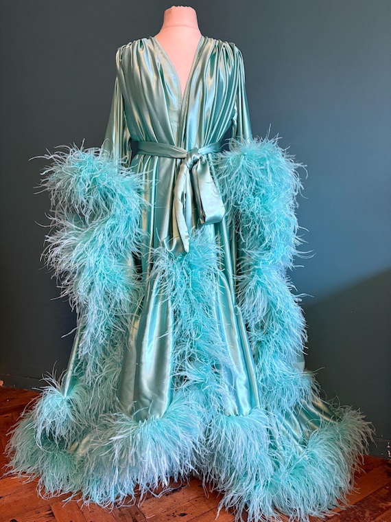 silk feather dress Satin Bias Feather Dress With Slit in Ink Blue