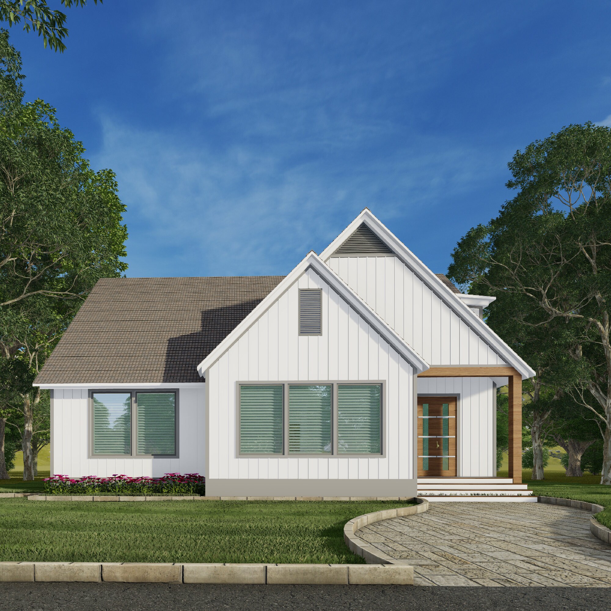 3 Schlafzimmer Detail PDF Haus Plan Download Moderne Häuser | Etsy