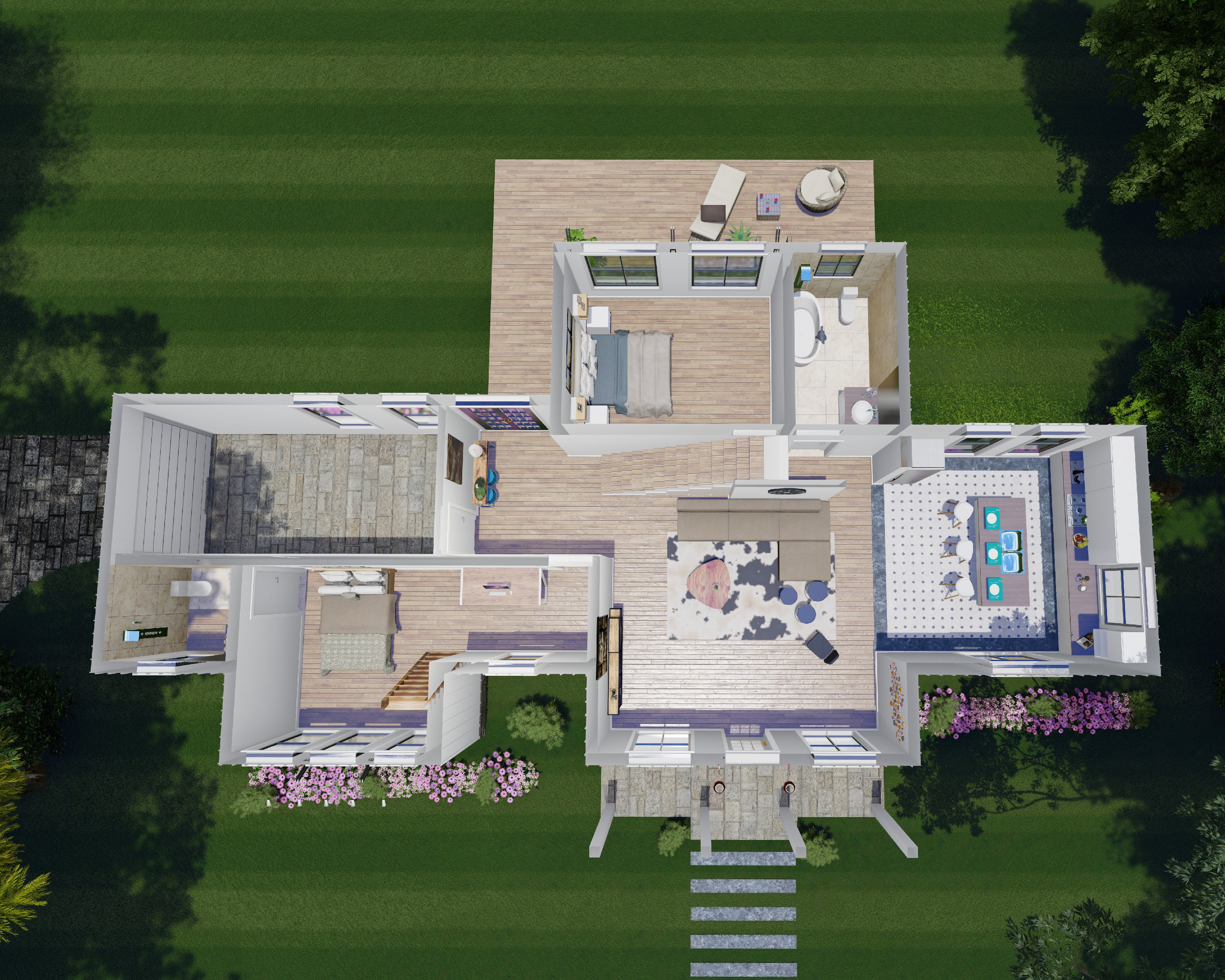 4 Schlafzimmer Detail PDF Haus Plan Download Moderne Häuser | Etsy